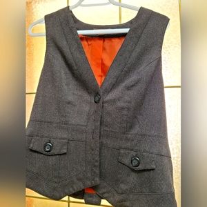 Collegiate style Brown button down vest